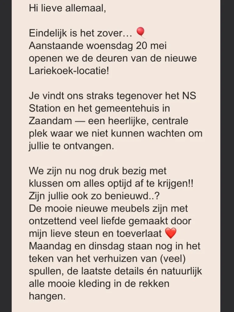 Instagram post from lariekoekzaandam. This post is in position 0.